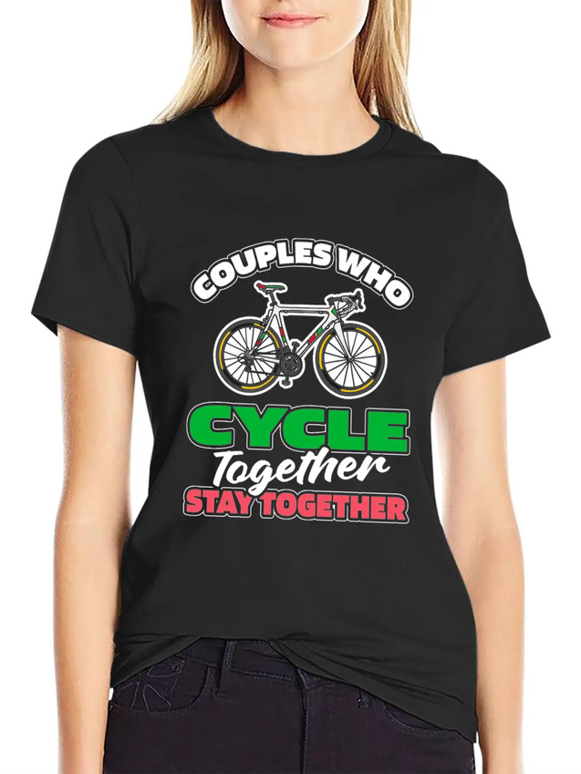 Cycling Cyclist Couple Lightweight Cotton T-Shirt – Daily Comfort Graphic Shirt