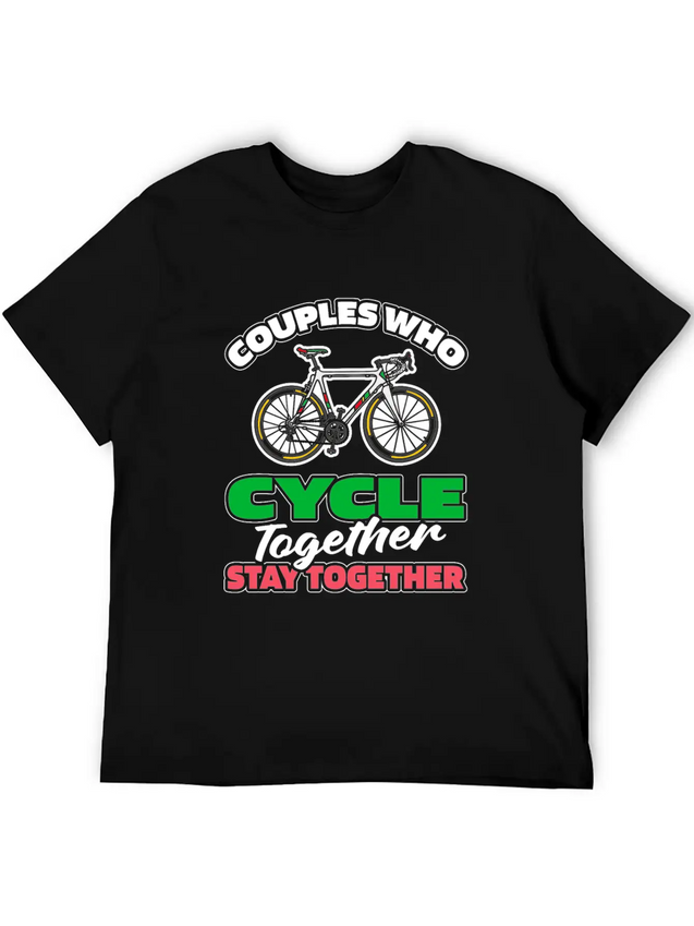 Cycling Cyclist Couple Lightweight Cotton T-Shirt – Daily Comfort Graphic Shirt