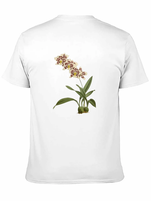 Cymbidium Orchid Botanical Illustration Lightweight Cotton T-Shirt – Daily Comfort Graphic Shirt