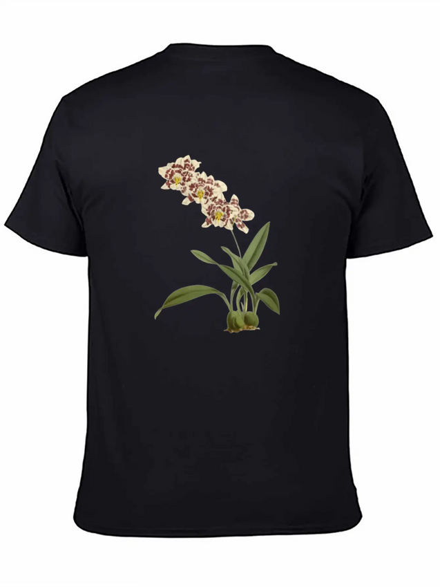 Cymbidium Orchid Botanical Illustration Lightweight Cotton T-Shirt – Daily Comfort Graphic Shirt