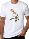 Cymbidium Orchid Botanical Illustration Lightweight Cotton T-Shirt – Daily Comfort Graphic Shirt