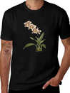 Cymbidium Orchid Botanical Illustration Lightweight Cotton T-Shirt – Daily Comfort Graphic Shirt