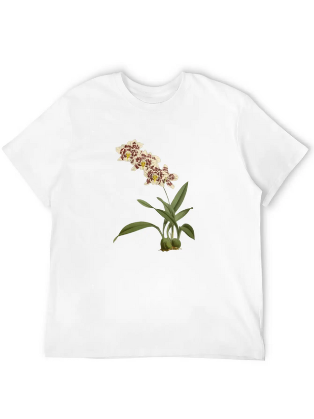 Cymbidium Orchid Botanical Illustration Lightweight Cotton T-Shirt – Daily Comfort Graphic Shirt