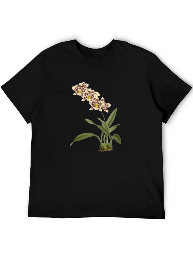Cymbidium Orchid Botanical Illustration Lightweight Cotton T-Shirt – Daily Comfort Graphic Shirt