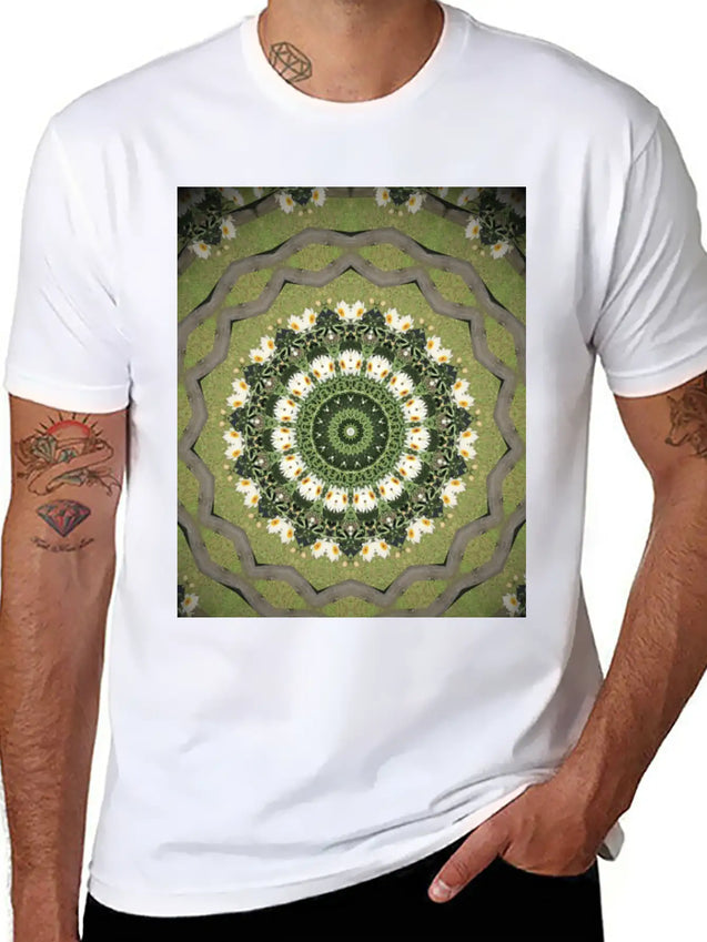 Daisy Mandala Lightweight Cotton T-Shirt – Daily Comfort Graphic Shirt