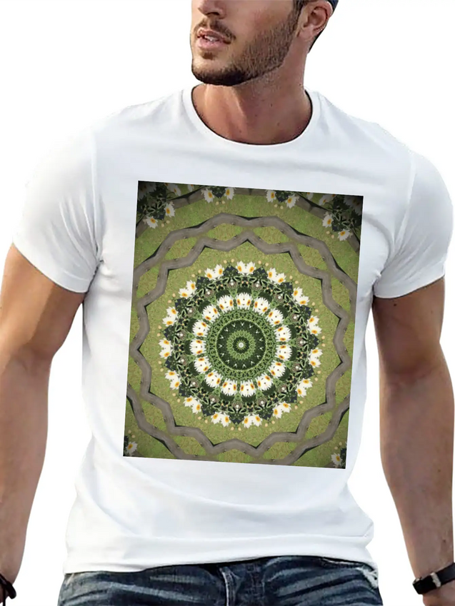 Daisy Mandala Lightweight Cotton T-Shirt – Daily Comfort Graphic Shirt