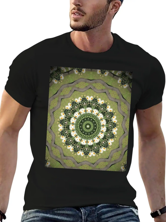 Daisy Mandala Lightweight Cotton T-Shirt – Daily Comfort Graphic Shirt