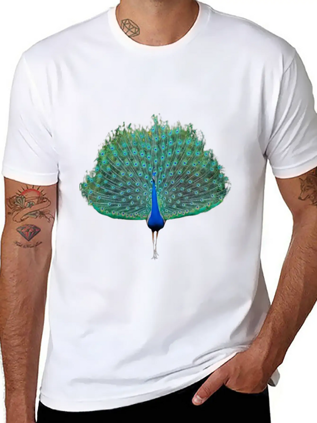 Dancing Peacock Lightweight Cotton T-Shirt – Daily Comfort Graphic Shirt
