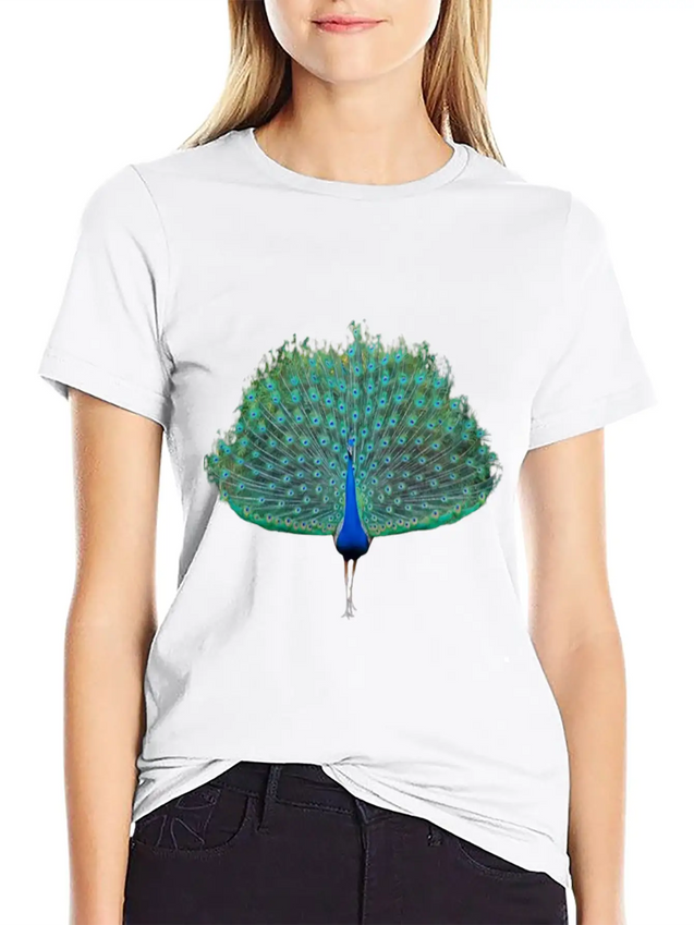 Dancing Peacock Lightweight Cotton T-Shirt – Daily Comfort Graphic Shirt