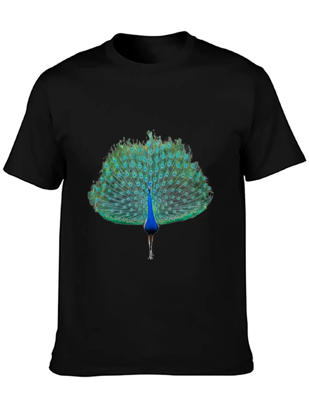 Dancing Peacock Lightweight Cotton T-Shirt – Daily Comfort Graphic Shirt