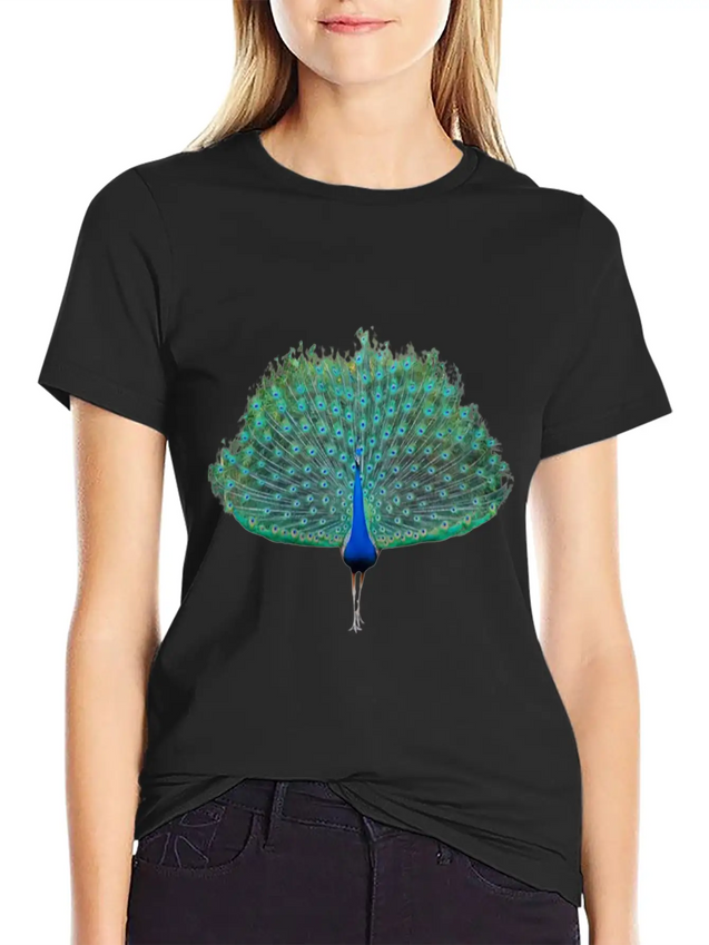 Dancing Peacock Lightweight Cotton T-Shirt – Daily Comfort Graphic Shirt