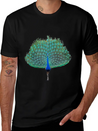 Dancing Peacock Lightweight Cotton T-Shirt – Daily Comfort Graphic Shirt