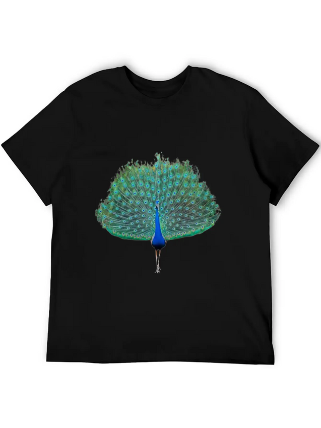 Dancing Peacock Lightweight Cotton T-Shirt – Daily Comfort Graphic Shirt