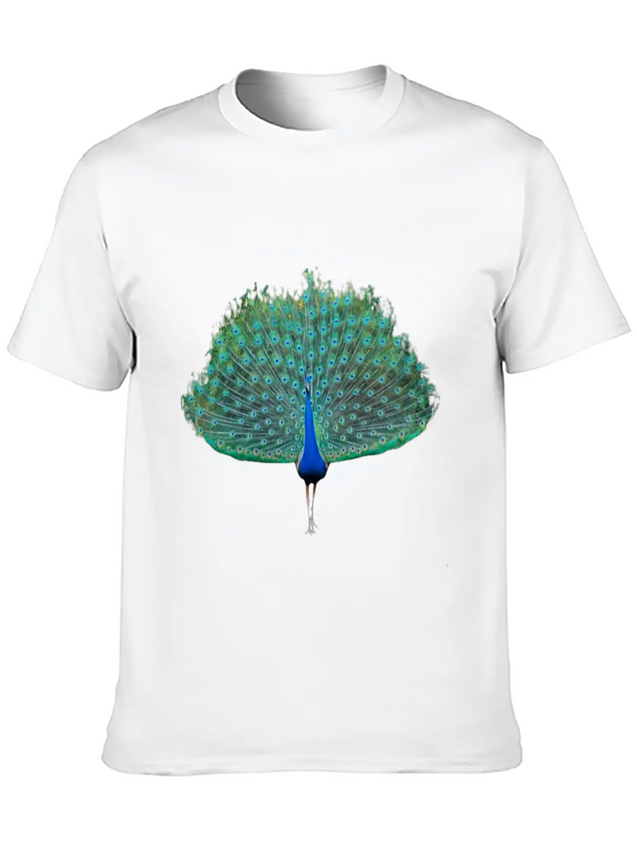 Dancing Peacock Lightweight Cotton T-Shirt – Daily Comfort Graphic Shirt