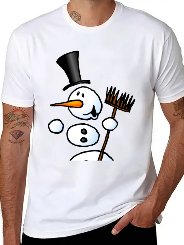 Dancing Snowman Lightweight Cotton T-Shirt – Daily Comfort Graphic Shirt