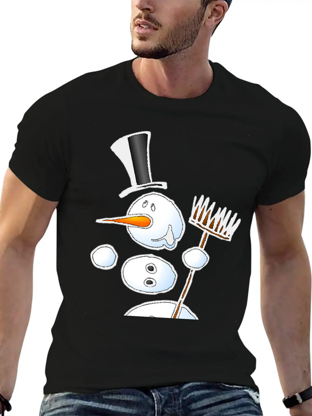 Dancing Snowman Lightweight Cotton T-Shirt – Daily Comfort Graphic Shirt