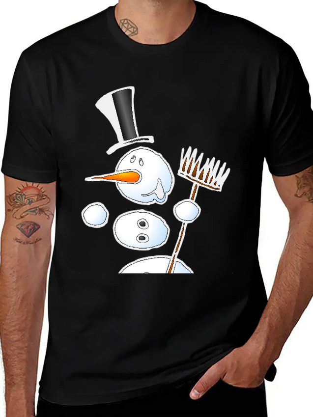 Dancing Snowman Lightweight Cotton T-Shirt – Daily Comfort Graphic Shirt