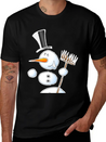 Dancing Snowman Lightweight Cotton T-Shirt – Daily Comfort Graphic Shirt