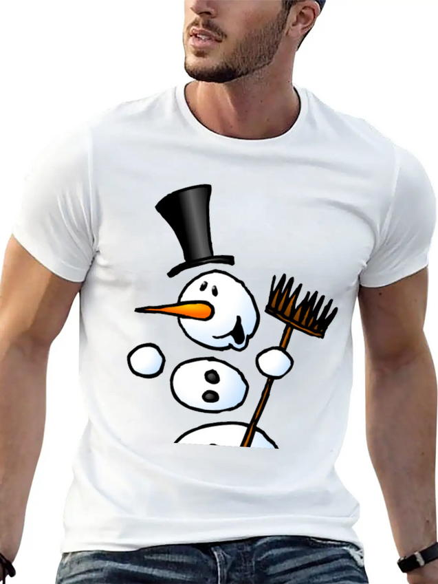 Dancing Snowman Lightweight Cotton T-Shirt – Daily Comfort Graphic Shirt