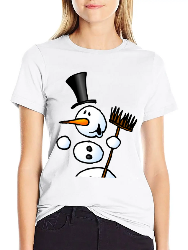 Dancing Snowman Lightweight Cotton T-Shirt – Daily Comfort Graphic Shirt