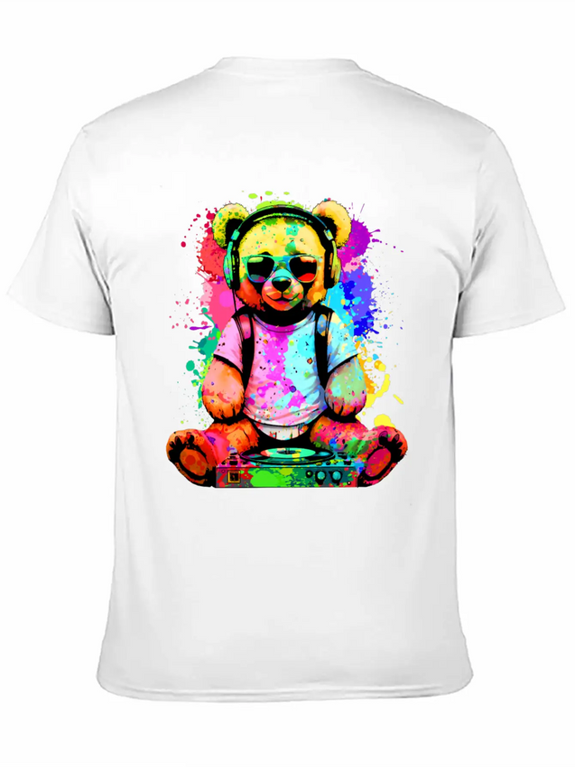 DJ Bear, Teddy, Cartoon, Music, Concerts Festivals Lightweight Cotton T-Shirt – Daily Comfort Graphic Shirt