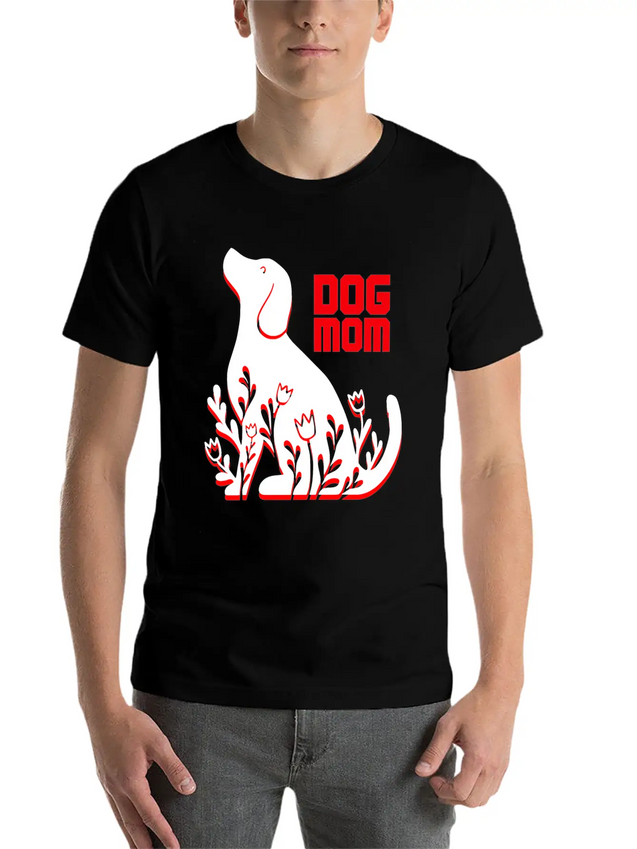 Dog Mom Lightweight Cotton T-Shirt – Daily Comfort Graphic Shirt