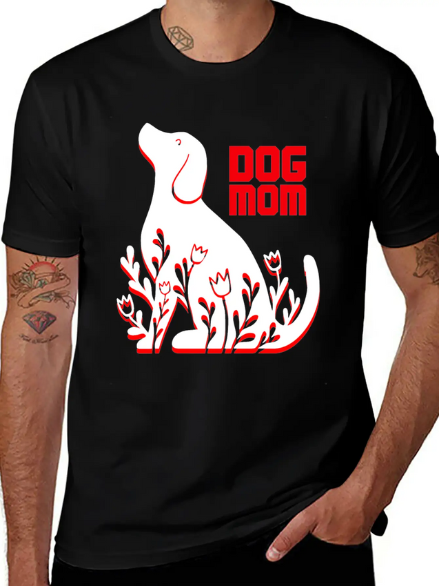 Dog Mom Lightweight Cotton T-Shirt – Daily Comfort Graphic Shirt