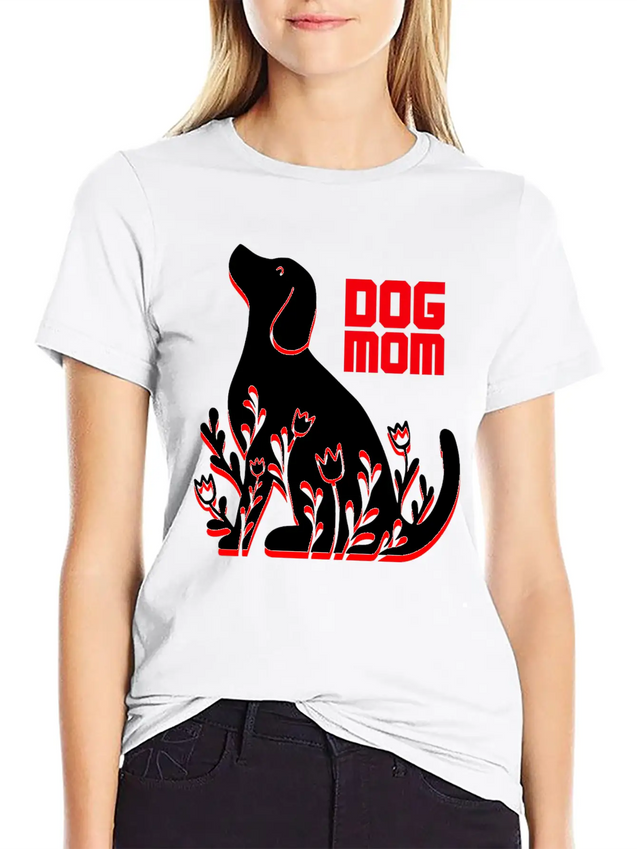 Dog Mom Lightweight Cotton T-Shirt – Daily Comfort Graphic Shirt