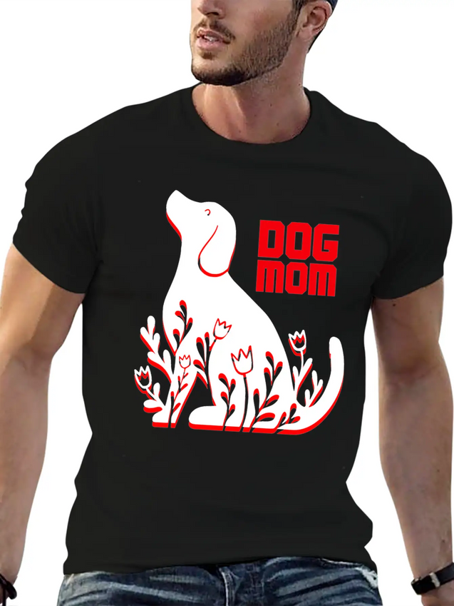 Dog Mom Lightweight Cotton T-Shirt – Daily Comfort Graphic Shirt