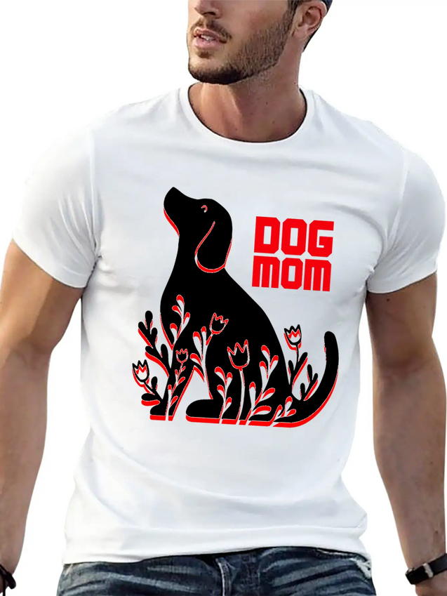 Dog Mom Lightweight Cotton T-Shirt – Daily Comfort Graphic Shirt