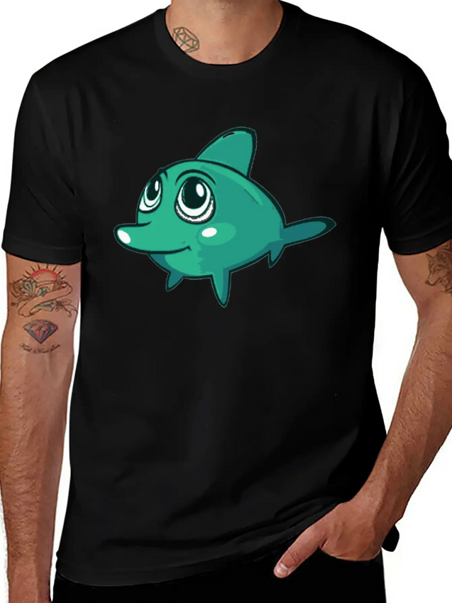 Dolphin Blue Marine Funny Lightweight Cotton T-Shirt – Daily Comfort Graphic Shirt