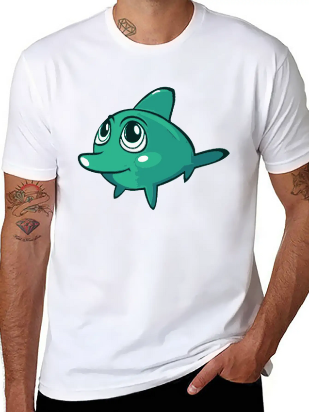 Dolphin Blue Marine Funny Lightweight Cotton T-Shirt – Daily Comfort Graphic Shirt