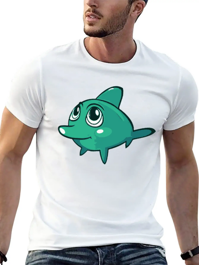 Dolphin Blue Marine Funny Lightweight Cotton T-Shirt – Daily Comfort Graphic Shirt