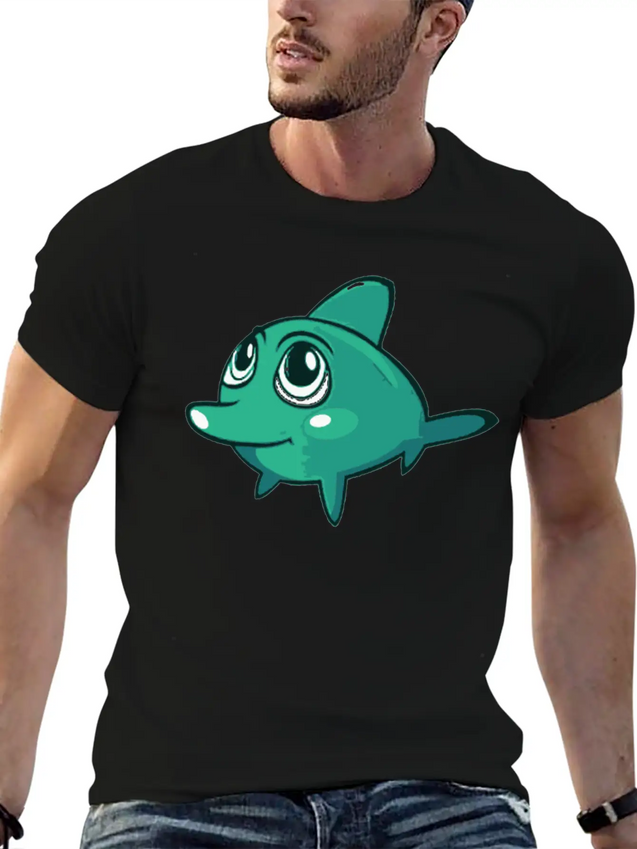 Dolphin Blue Marine Funny Lightweight Cotton T-Shirt – Daily Comfort Graphic Shirt