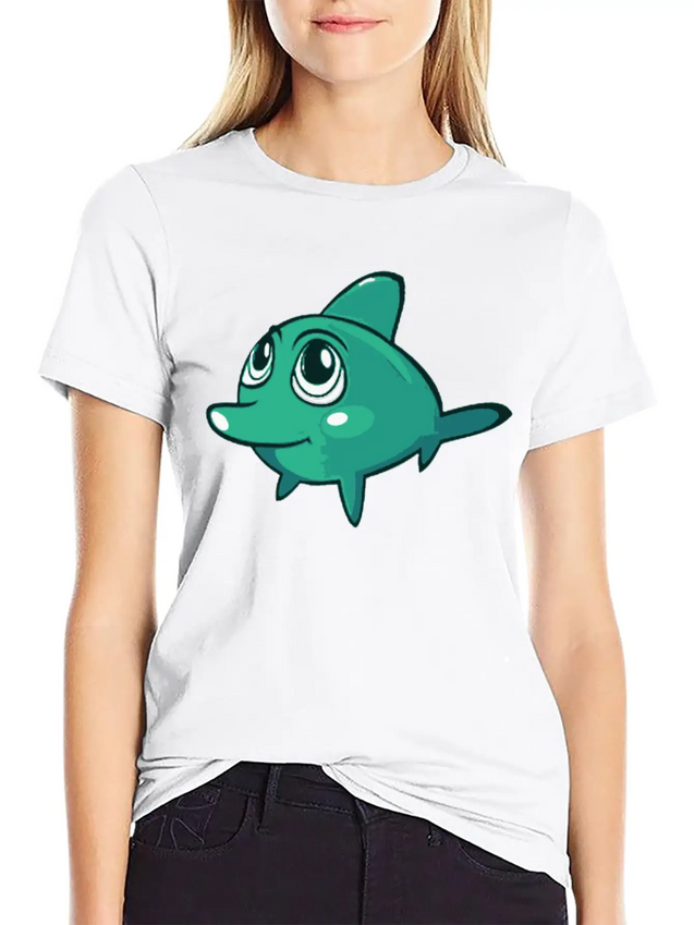 Dolphin Blue Marine Funny Lightweight Cotton T-Shirt – Daily Comfort Graphic Shirt