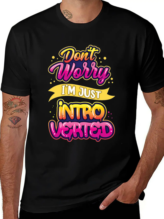Don't Worry I'm Just Introverted Introvert Shy Lightweight Cotton T-Shirt – Daily Comfort Graphic Shirt