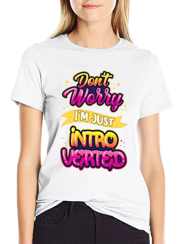 Don't Worry I'm Just Introverted Introvert Shy Lightweight Cotton T-Shirt – Daily Comfort Graphic Shirt