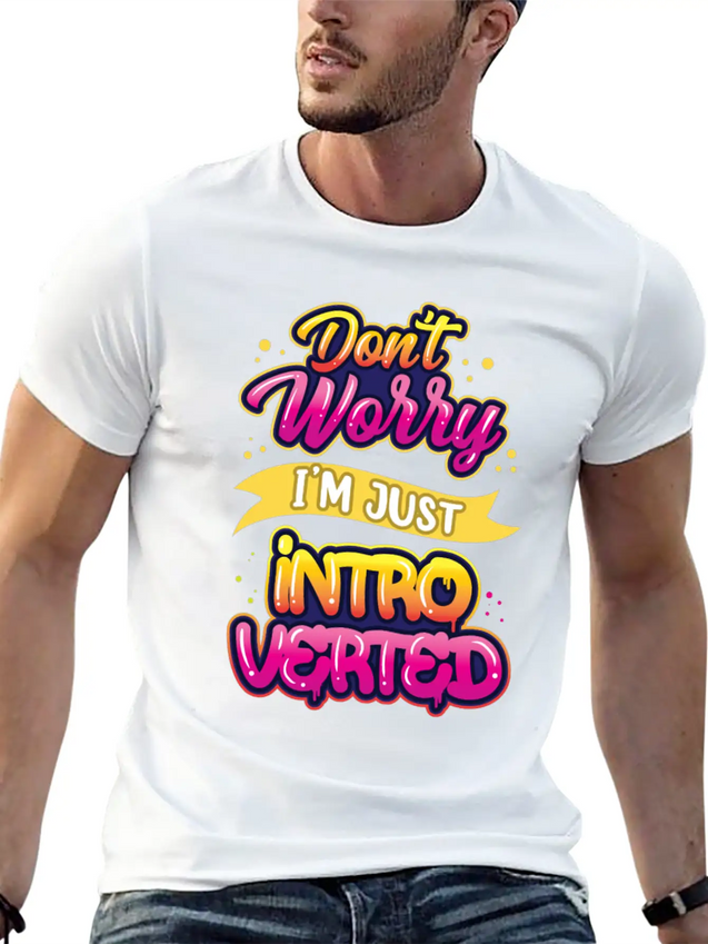 Don't Worry I'm Just Introverted Introvert Shy Lightweight Cotton T-Shirt – Daily Comfort Graphic Shirt