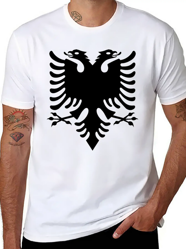 Double Headed Eagle Silhouette Lightweight Cotton T-Shirt – Daily Comfort Graphic Shirt