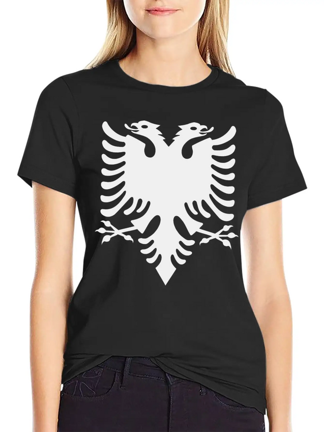 Double Headed Eagle Silhouette Lightweight Cotton T-Shirt – Daily Comfort Graphic Shirt