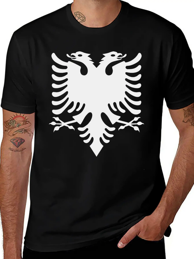 Double Headed Eagle Silhouette Lightweight Cotton T-Shirt – Daily Comfort Graphic Shirt
