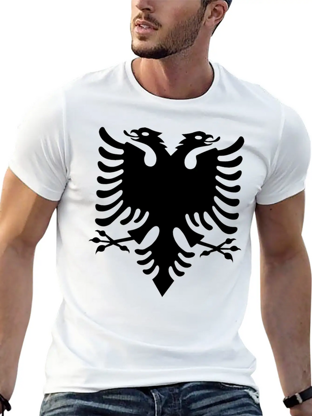 Double Headed Eagle Silhouette Lightweight Cotton T-Shirt – Daily Comfort Graphic Shirt