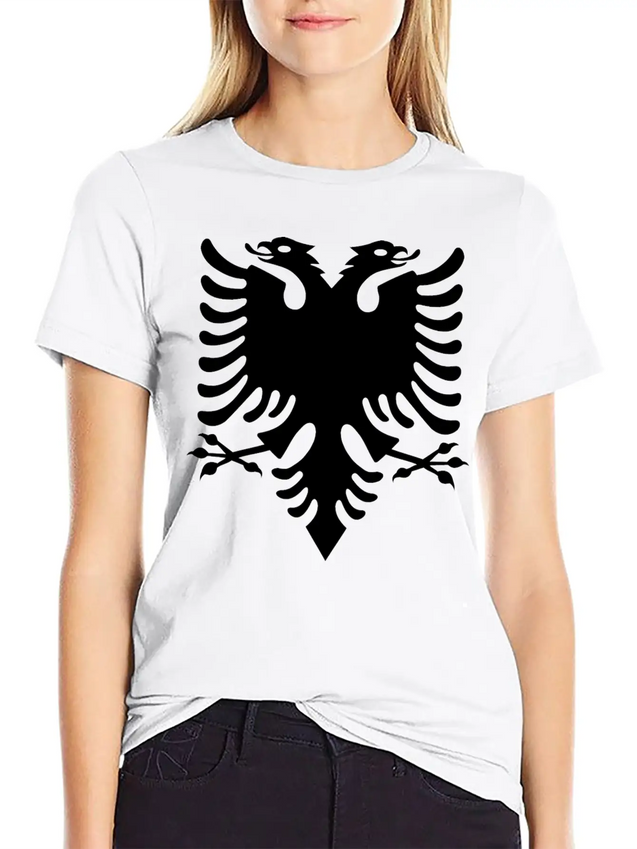 Double Headed Eagle Silhouette Lightweight Cotton T-Shirt – Daily Comfort Graphic Shirt