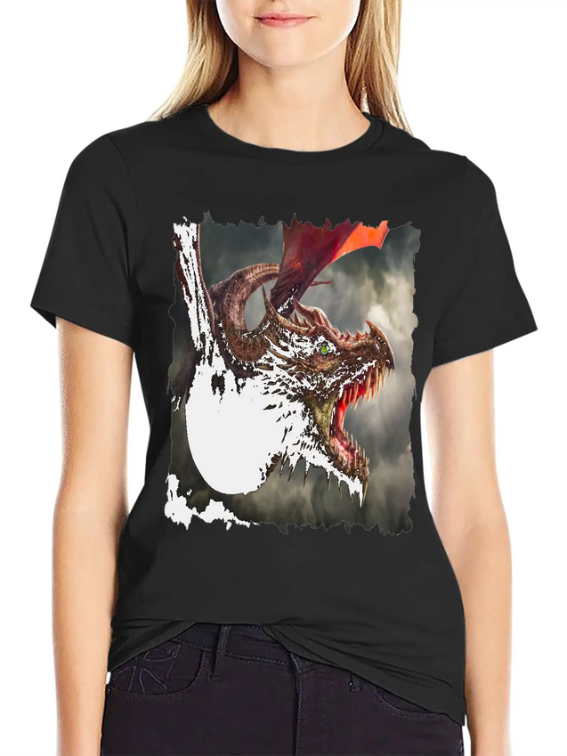 Dragon Kite Dragon Fire Fly Spew Fantasy Lightweight Cotton T-Shirt – Daily Comfort Graphic Shirt