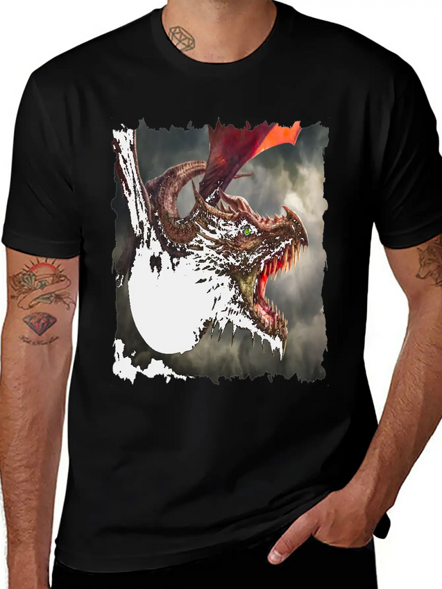 Dragon Kite Dragon Fire Fly Spew Fantasy Lightweight Cotton T-Shirt – Daily Comfort Graphic Shirt