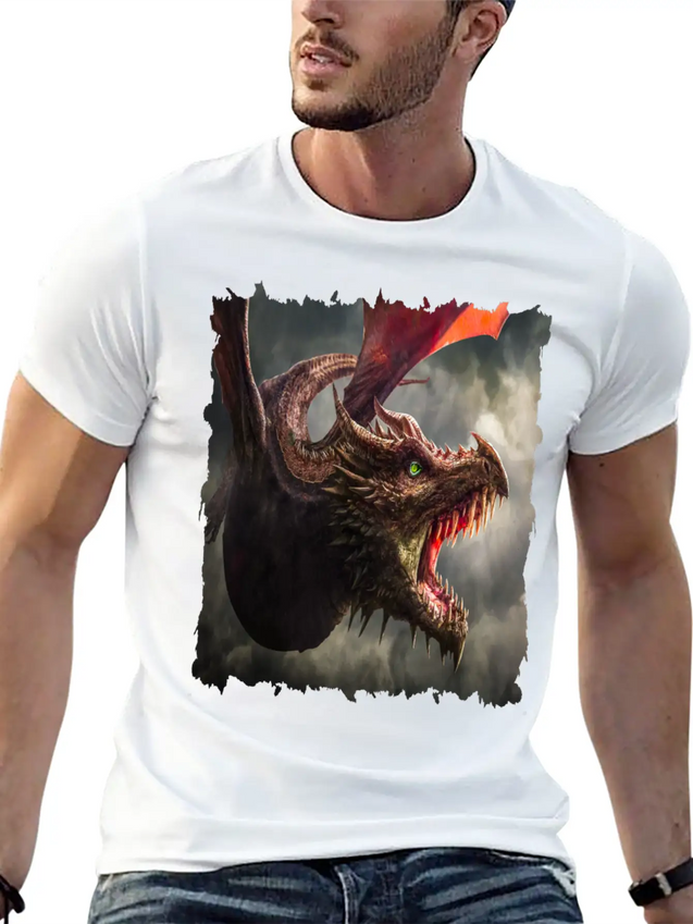 Dragon Kite Dragon Fire Fly Spew Fantasy Lightweight Cotton T-Shirt – Daily Comfort Graphic Shirt