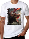 Dragon Kite Dragon Fire Fly Spew Fantasy Lightweight Cotton T-Shirt – Daily Comfort Graphic Shirt