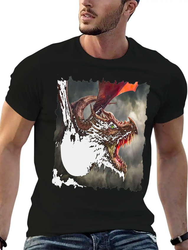 Dragon Kite Dragon Fire Fly Spew Fantasy Lightweight Cotton T-Shirt – Daily Comfort Graphic Shirt