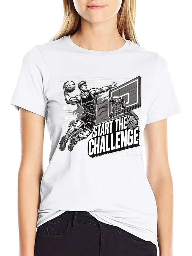 Dynamic Basketball Dunk - Start The Challenge Lightweight Cotton T-Shirt – Daily Comfort Graphic Shirt