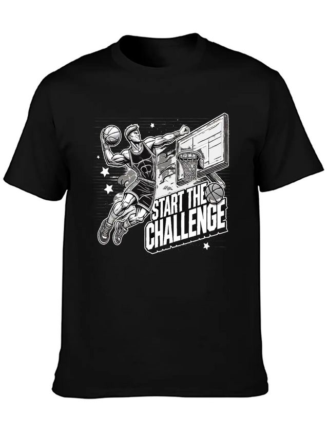 Dynamic Basketball Dunk - Start The Challenge Lightweight Cotton T-Shirt – Daily Comfort Graphic Shirt